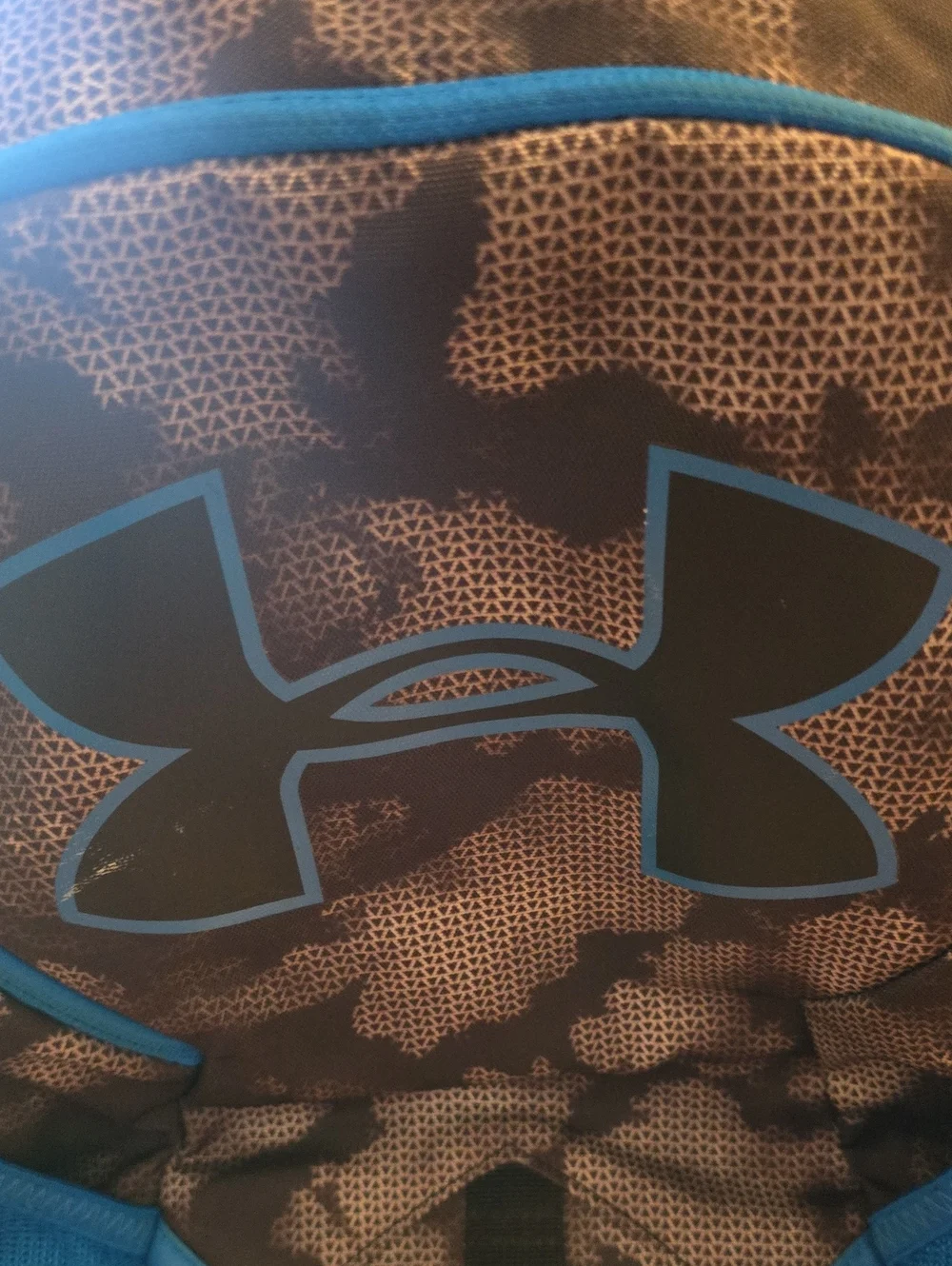 Under Armour Blue and Black Camo  Backpack with Neon Accents